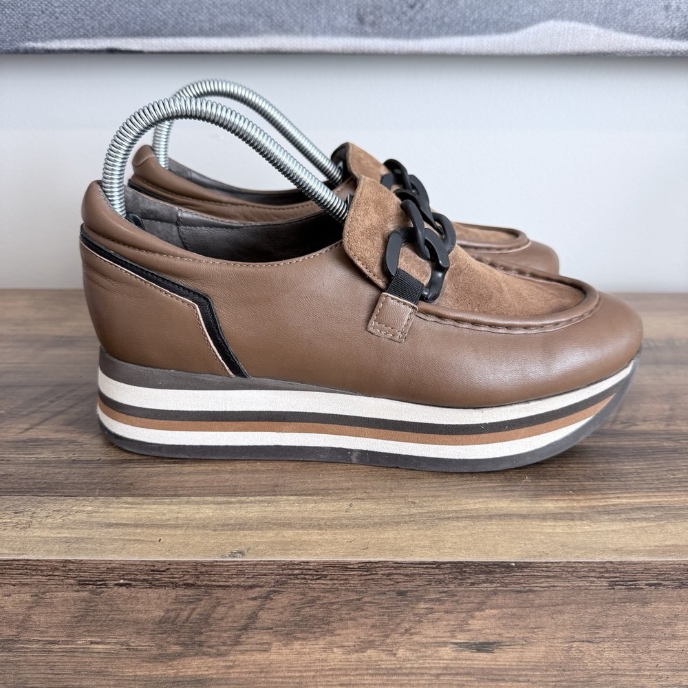 SoftWaves Cala Leather Platform Shoes in Cognac Wood Womens Size 39 US 8.5